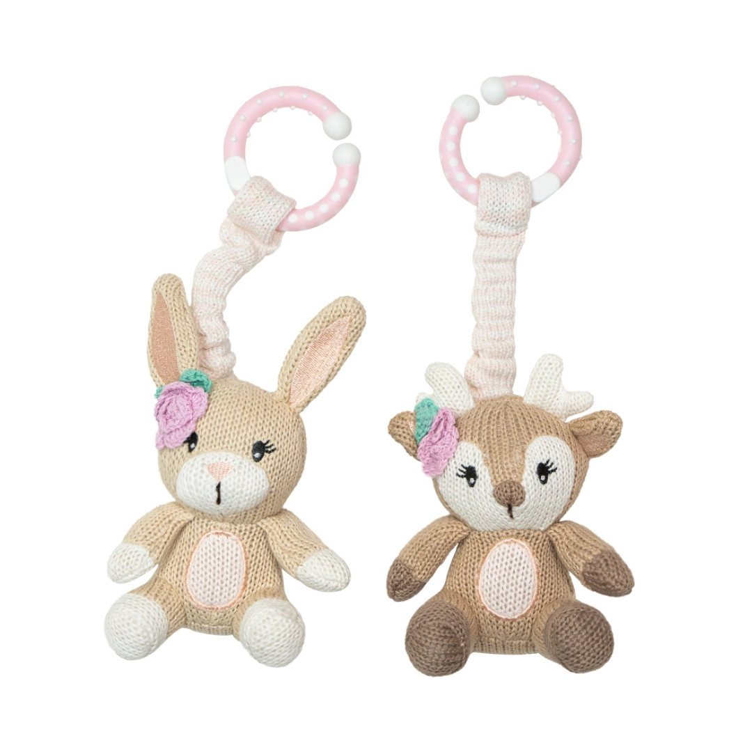Living Textiles - 2 Pack Stroller Toys | Fawn & Bunny