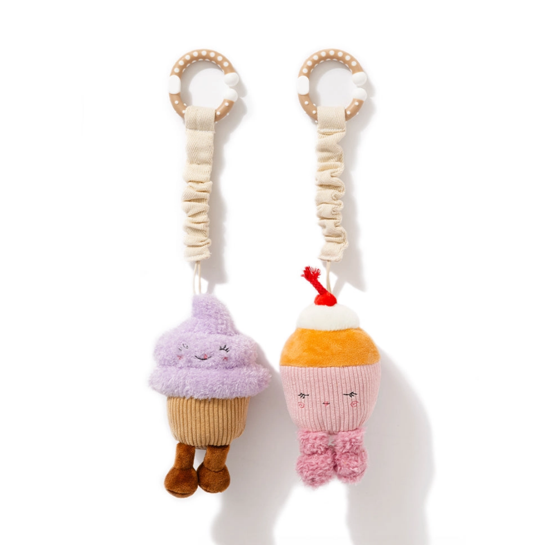 Living Textiles - 2 Pack Mini Market Brunch Stroller Toys | Ice Cream & Cupcake
