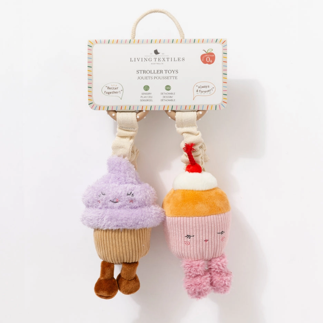 Living Textiles - 2 Pack Mini Market Brunch Stroller Toys | Ice Cream & Cupcake