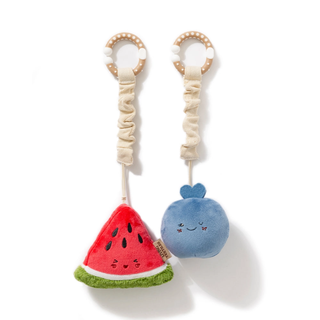 Living Textiles - 2 Pack Mini Market Brunch Stroller Toys | Watermelon & Blueberry