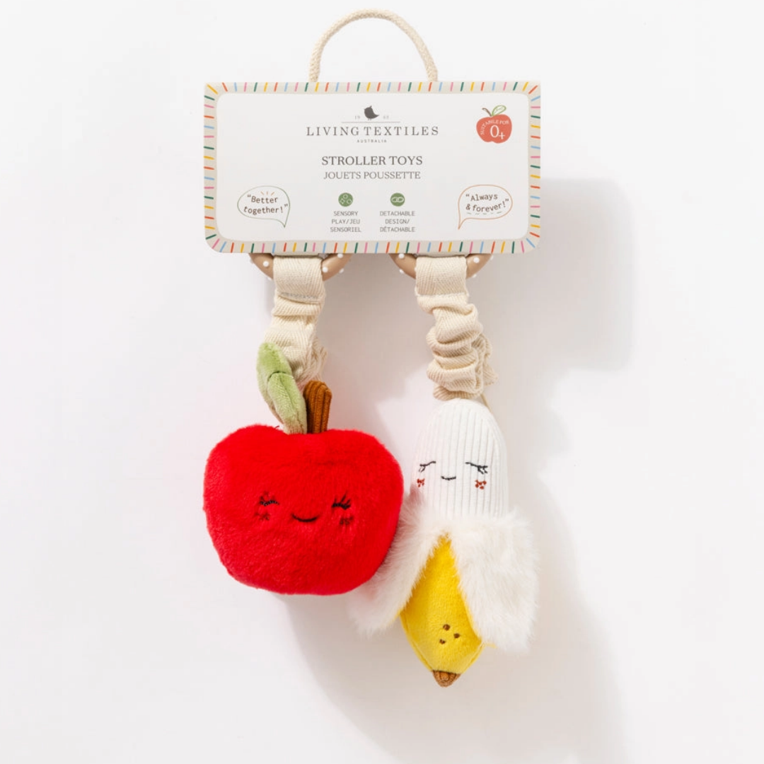 Living Textiles - 2 Pack Mini Market Brunch Stroller Toys | Apple & Banana