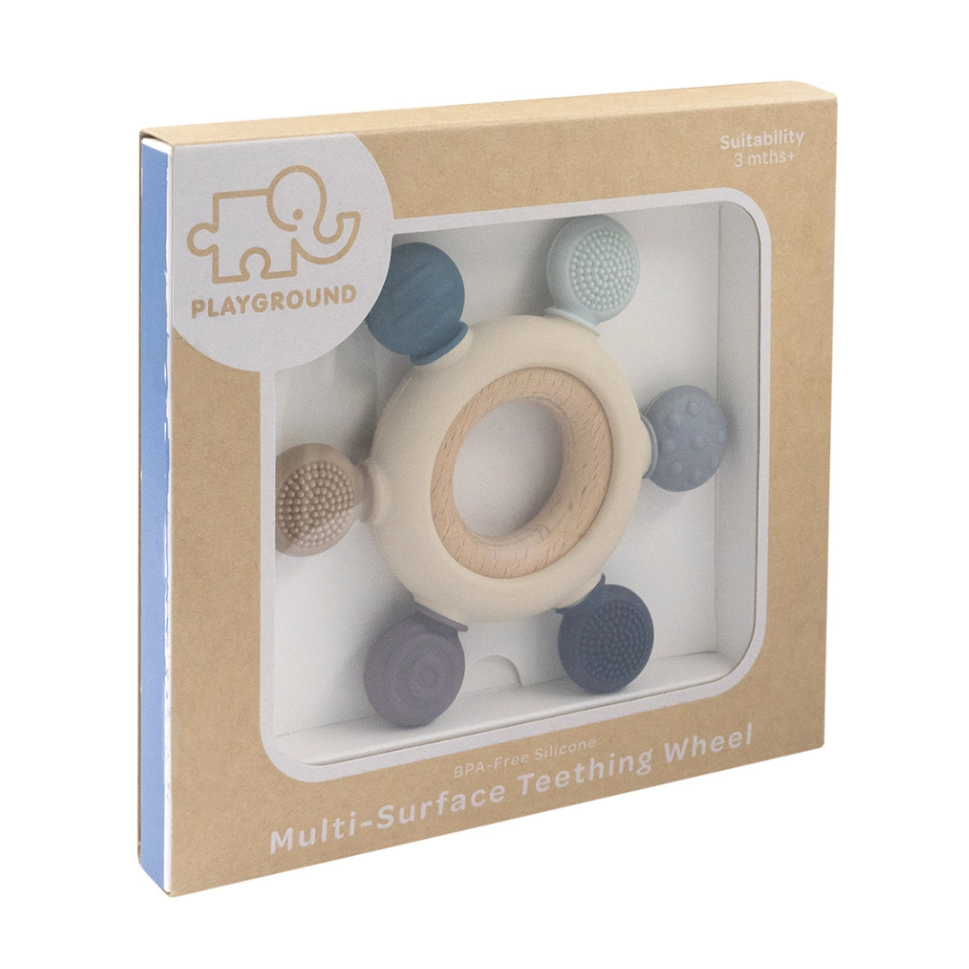 Living Textiles - Multi-Surface Teething Wheel | Steel Blue