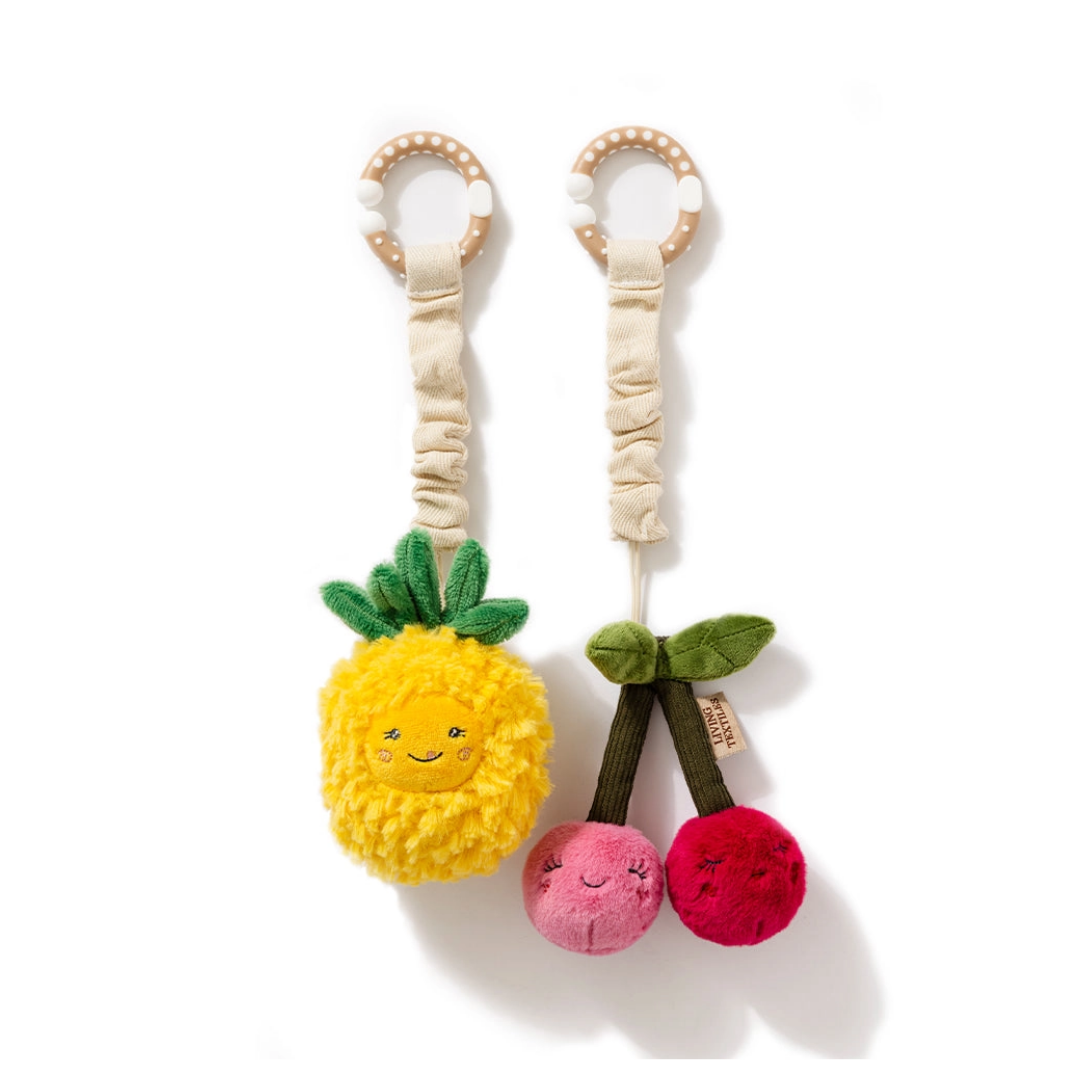 Living Textiles - 2 Pack Mini Market Brunch Stroller Toys | Pineapple & Cherries