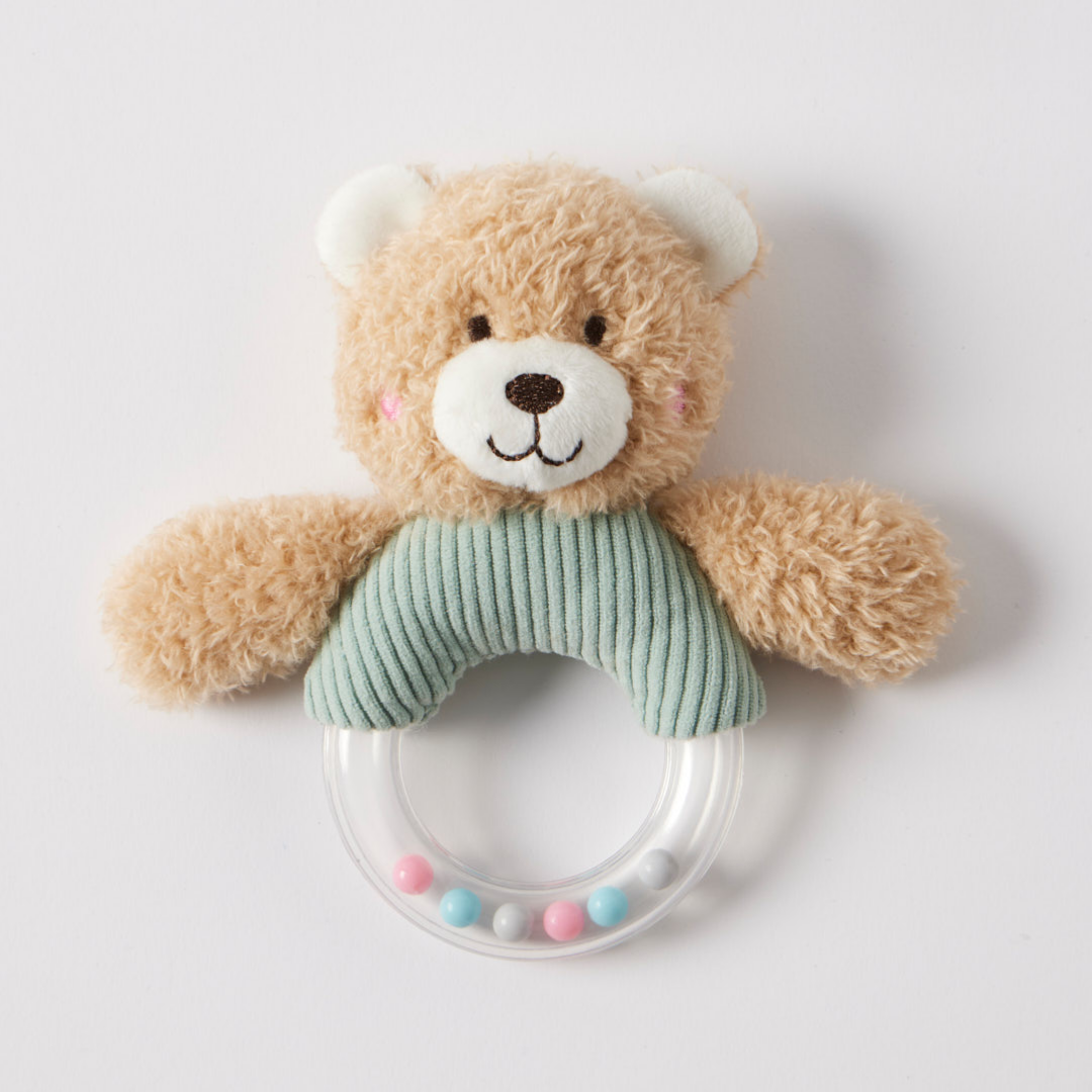Jiggle & Giggle - Hugglies Teddy Bear Rattle | Blue