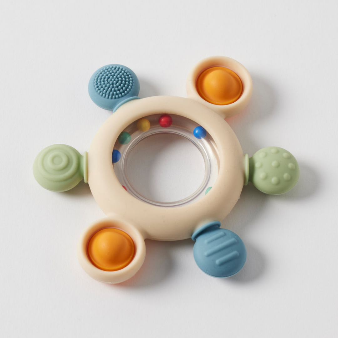 Jiggle & Giggle - Sensory Silicone Rattle Teether