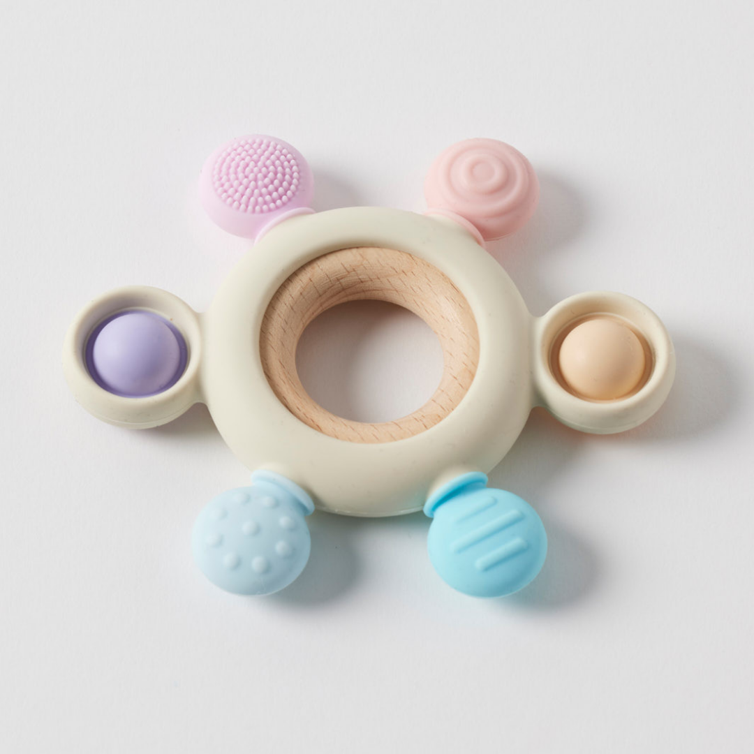 Jiggle & Giggle - Sensory Beaded Silicone & Wood Teether