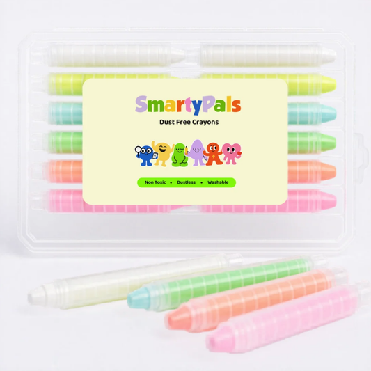 SmartyPals - Neon Dustless Chalk Crayons 12 Pack | Non-Toxic Twist-Up Crayons
