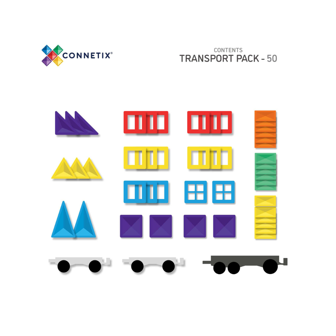 Connetix Tiles 50 Piece Rainbow Transport Pack