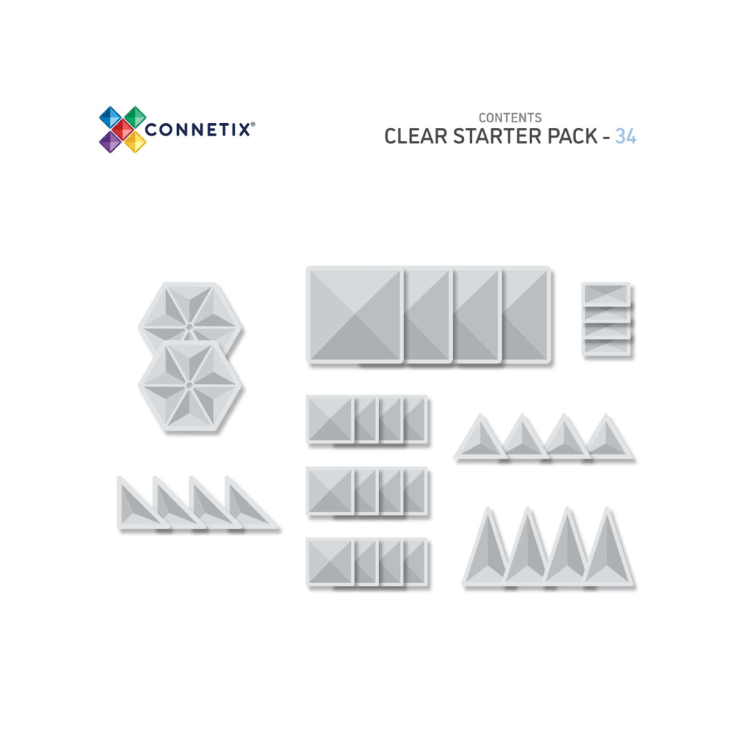 Connetix Tiles 34 Piece Clear Starter Pack
