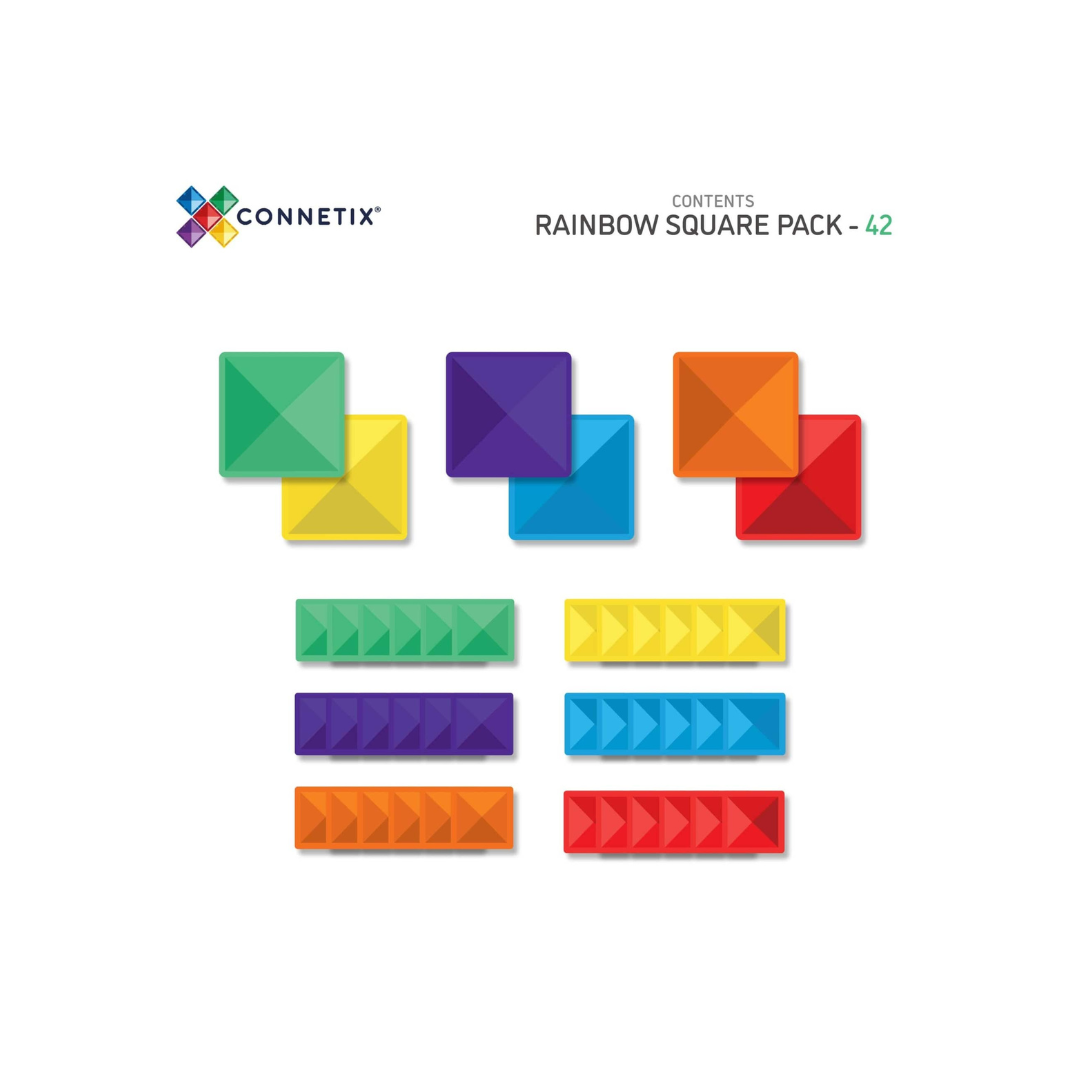 Connetix Tiles 42 Piece Rainbow Square Pack
