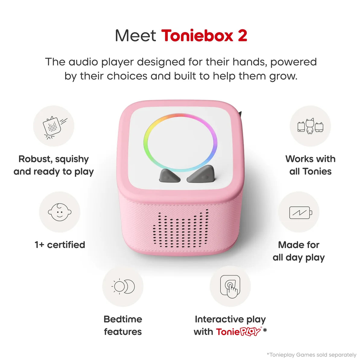 Tonies | Toniebox 2 Starter Set with Creative Tonie Rubie - Cloud Pink