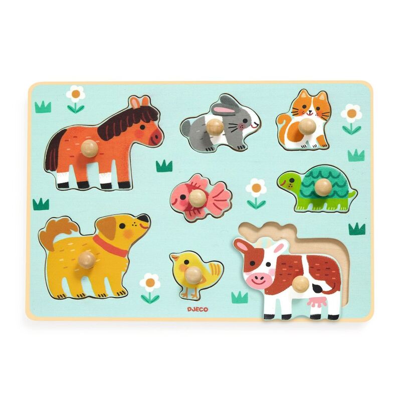 Djeco Dog'n'Co 8 Piece Wooden Farm Animal Puzzle