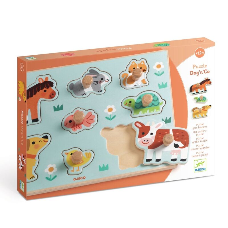 Djeco Dog'n'Co 8 Piece Wooden Farm Animal Puzzle