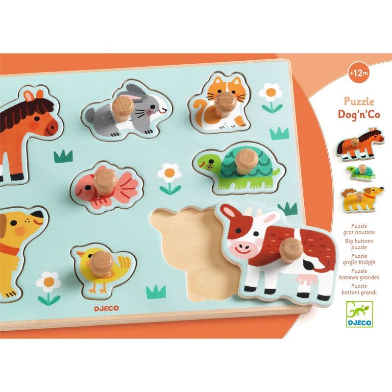 Djeco Dog'n'Co 8 Piece Wooden Farm Animal Puzzle