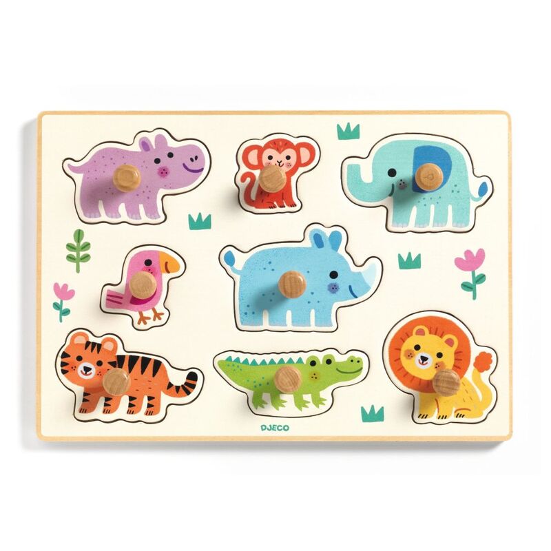 Djeco Hippo'n'Co 8 Piece Wooden Wild Animal Puzzle