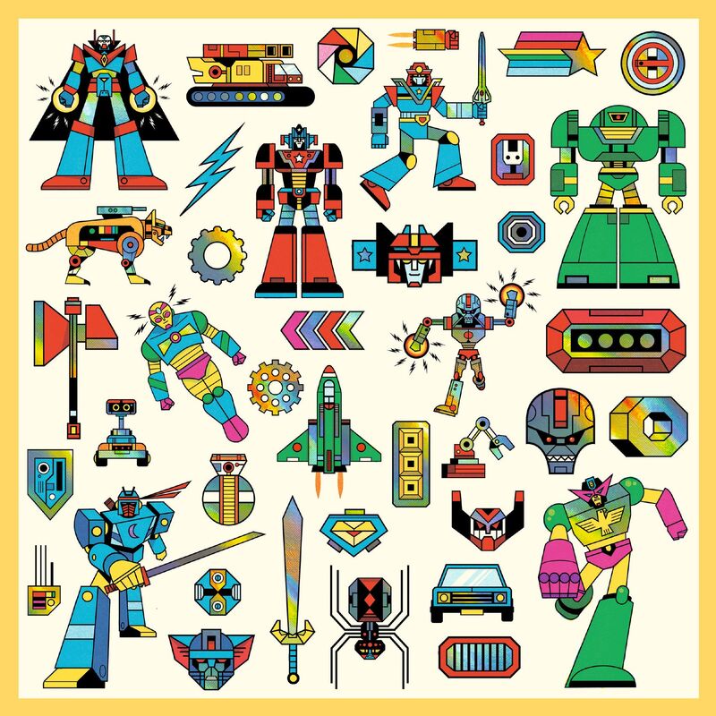 Djeco 160 Metallic Robot Stickers