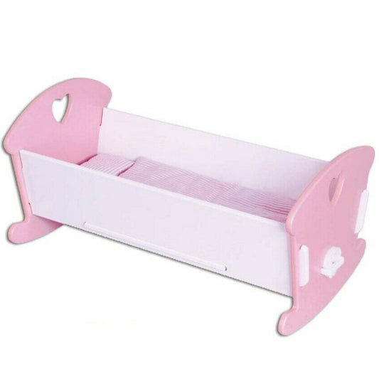 Fun Factory  Doll Cradle Wooden with Pink Bedding