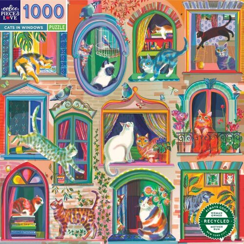 Eeboo Puzzle 1000pc Cats in Windows