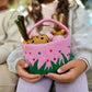 Tara Treasures - Felt Pink Basket with Colourful Dots