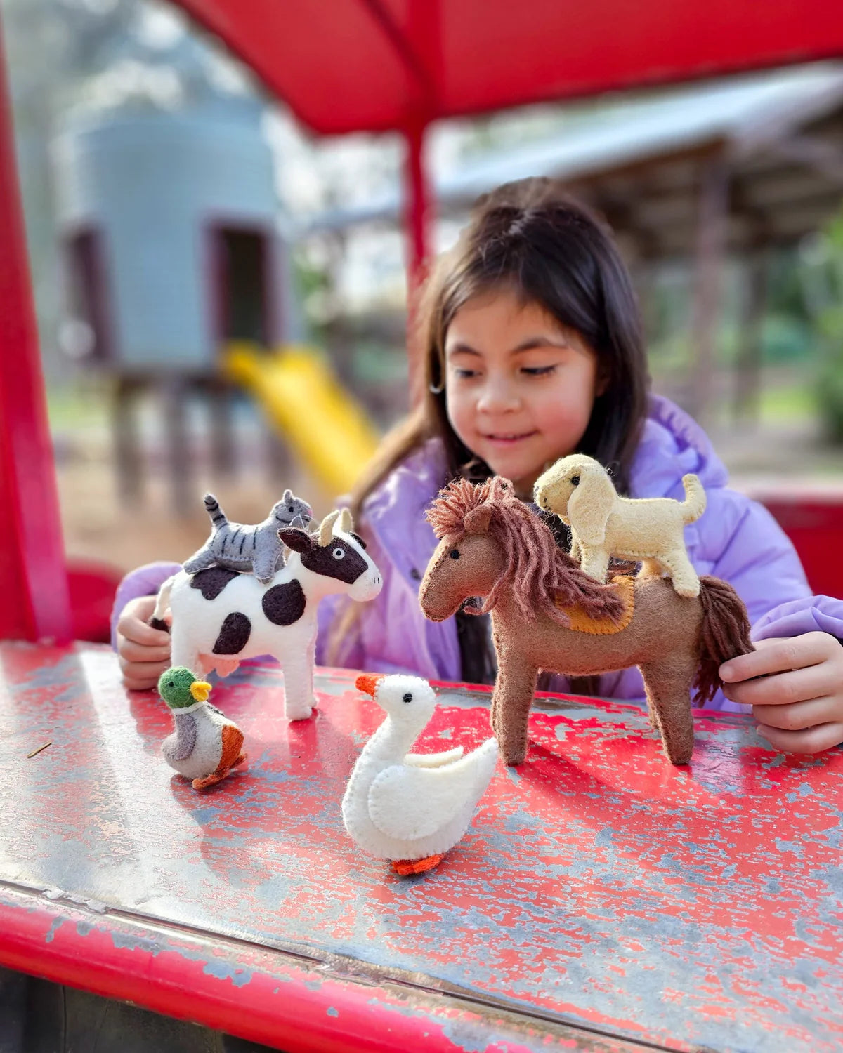 Tara Treasures - Felt Farm Animals Toys Set - Set of 10 Toys