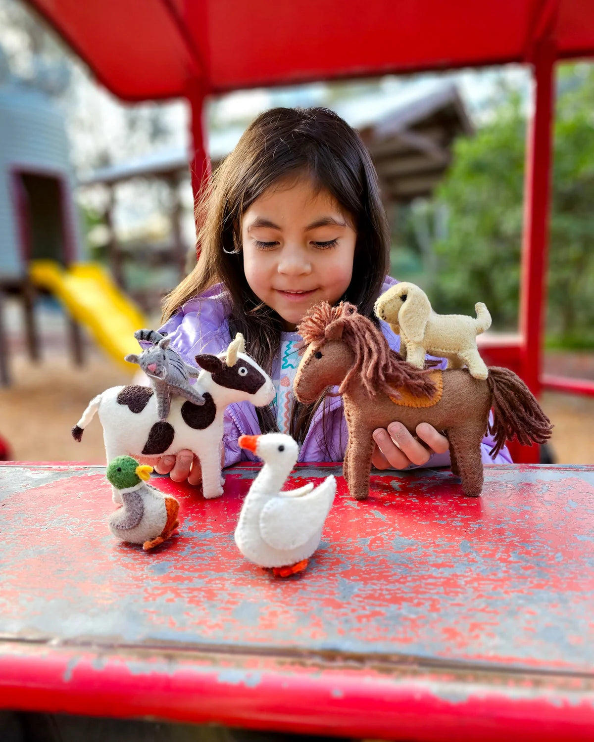Tara Treasures - Felt Farm Animals Toys Set - Set of 10 Toys