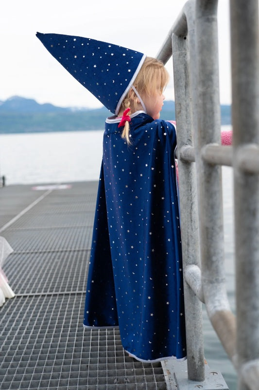 Great Pretenders - Blue and Silver Sparkle Wizard Cape and Hat Dress Up