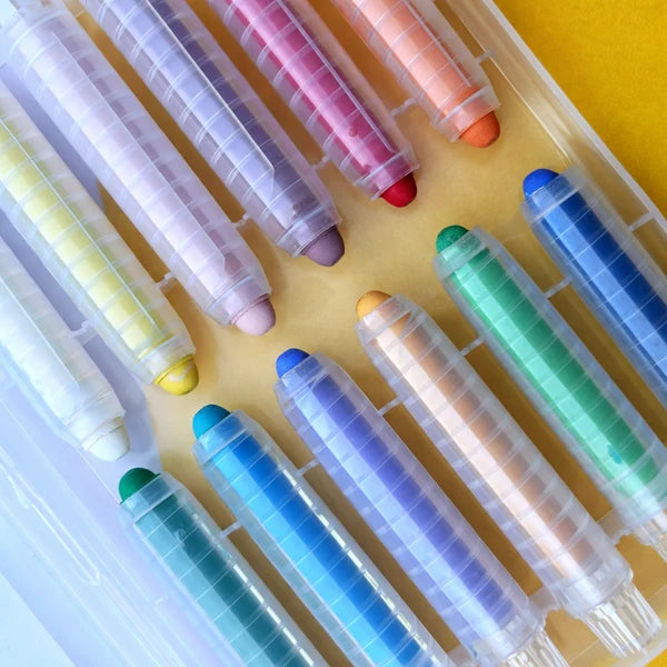 SmartyPals - Dustless Chalk Crayons 12 Pack | Non-Toxic Twist-Up Crayons
