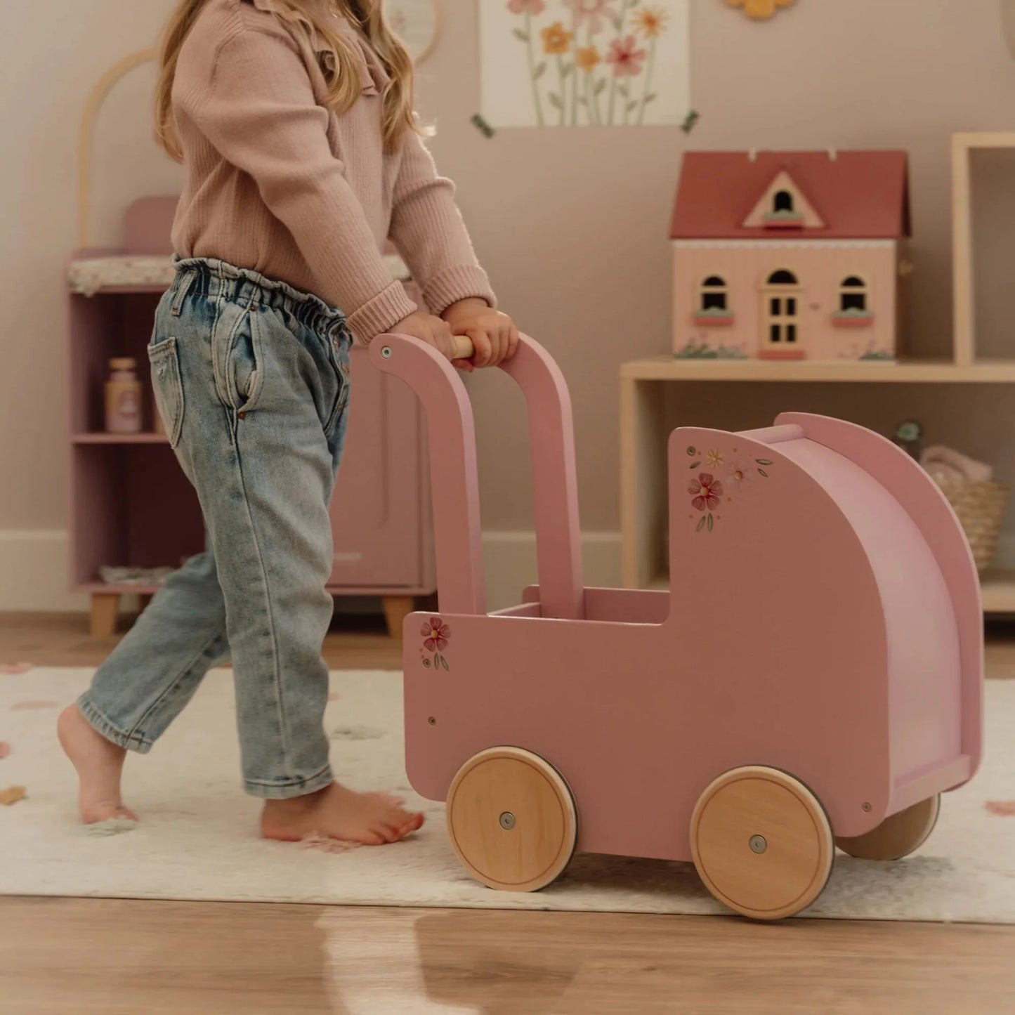 Little Dutch - Wooden Doll Pram | Pink