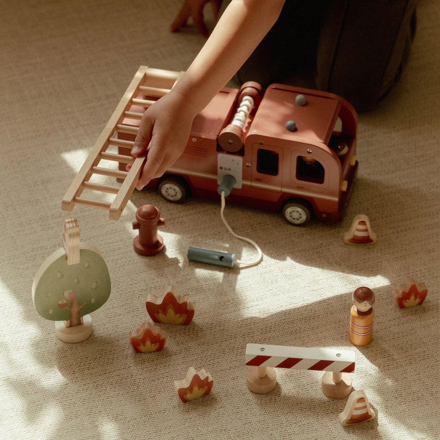 Little Dutch - Wooden Fire Truck Set