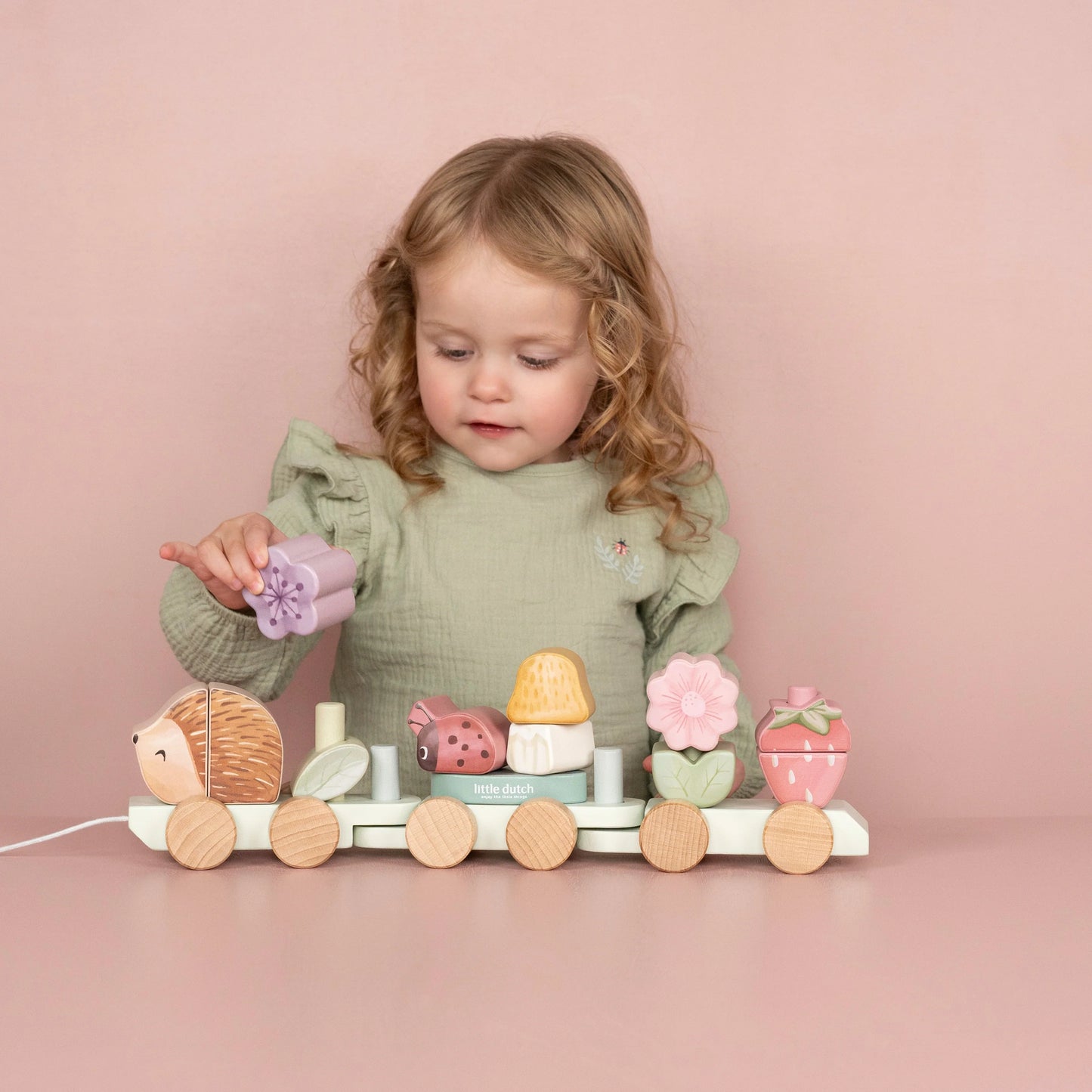Little Dutch - Fairy Garden | Wooden Stacking Train Hedgehog