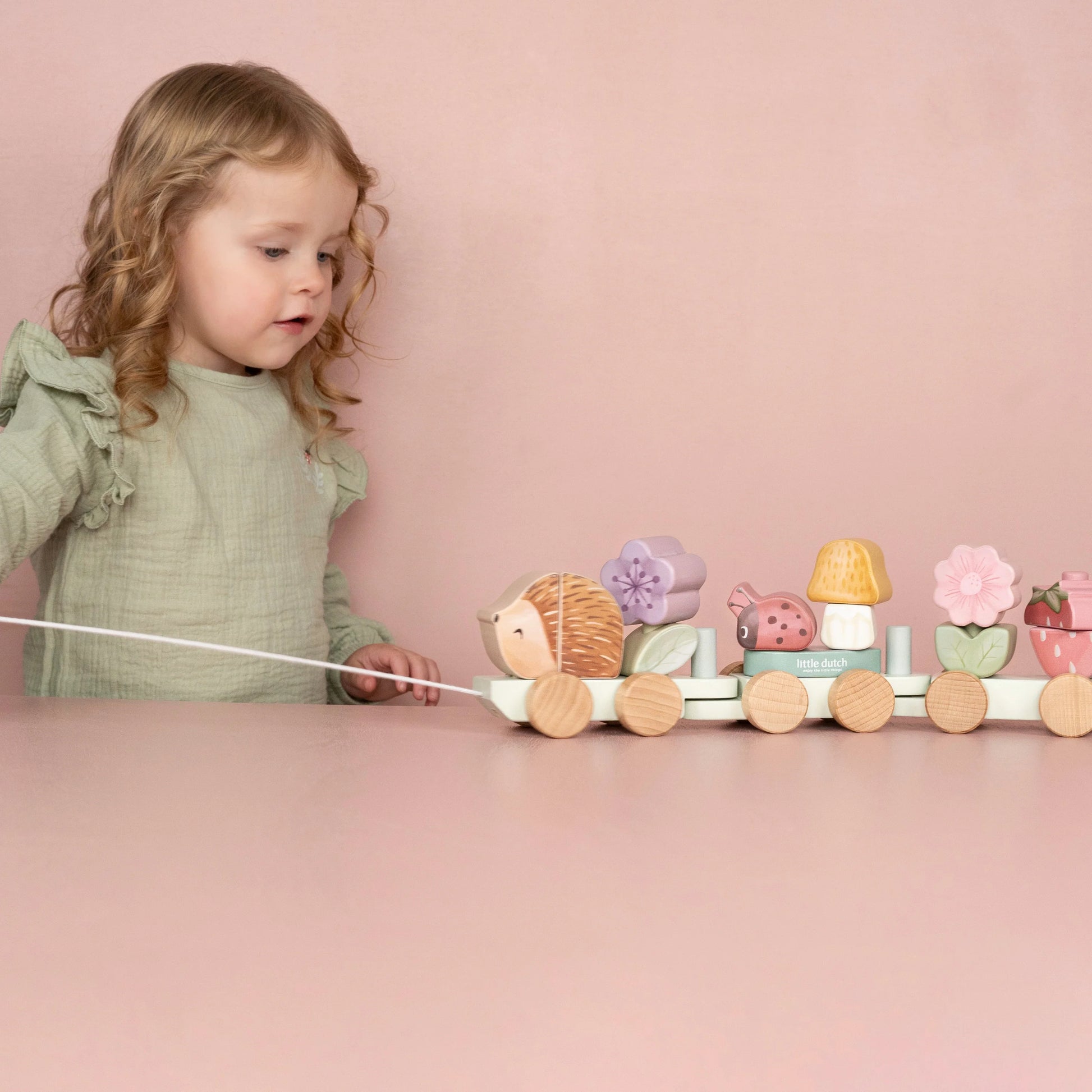 Little Dutch - Fairy Garden | Wooden Stacking Train Hedgehog