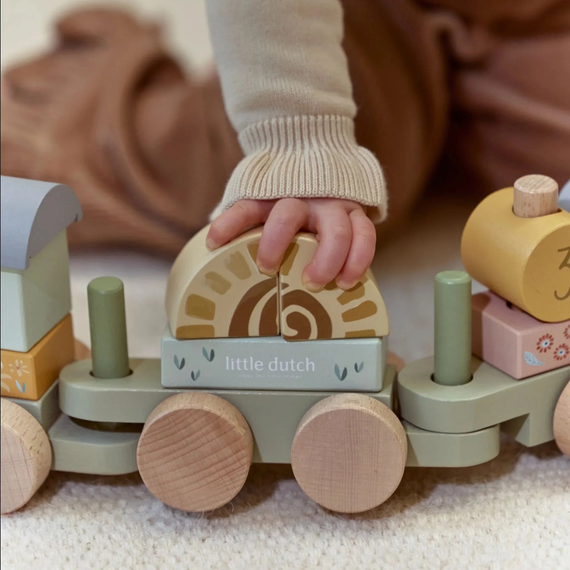Little Dutch - Safari Friends | Wooden Stacking Block Train