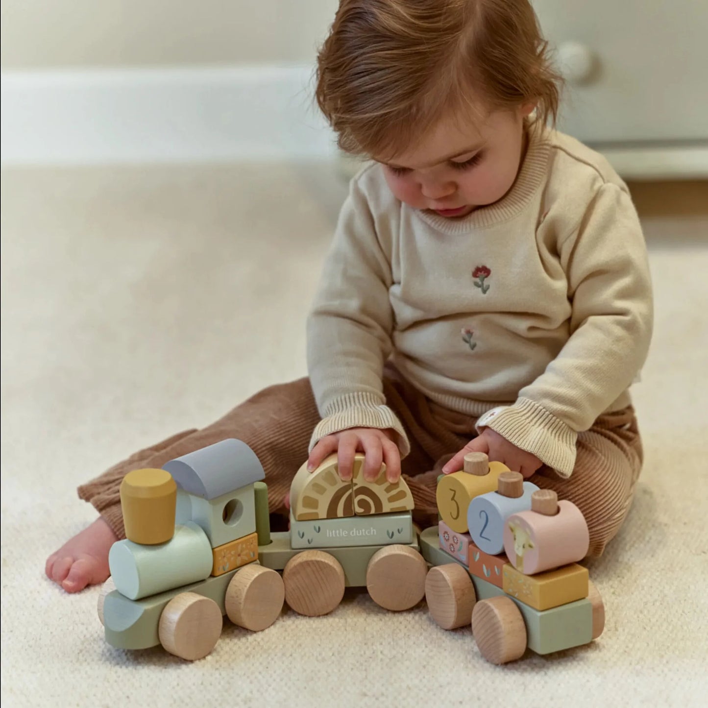 Little Dutch - Safari Friends | Wooden Stacking Block Train