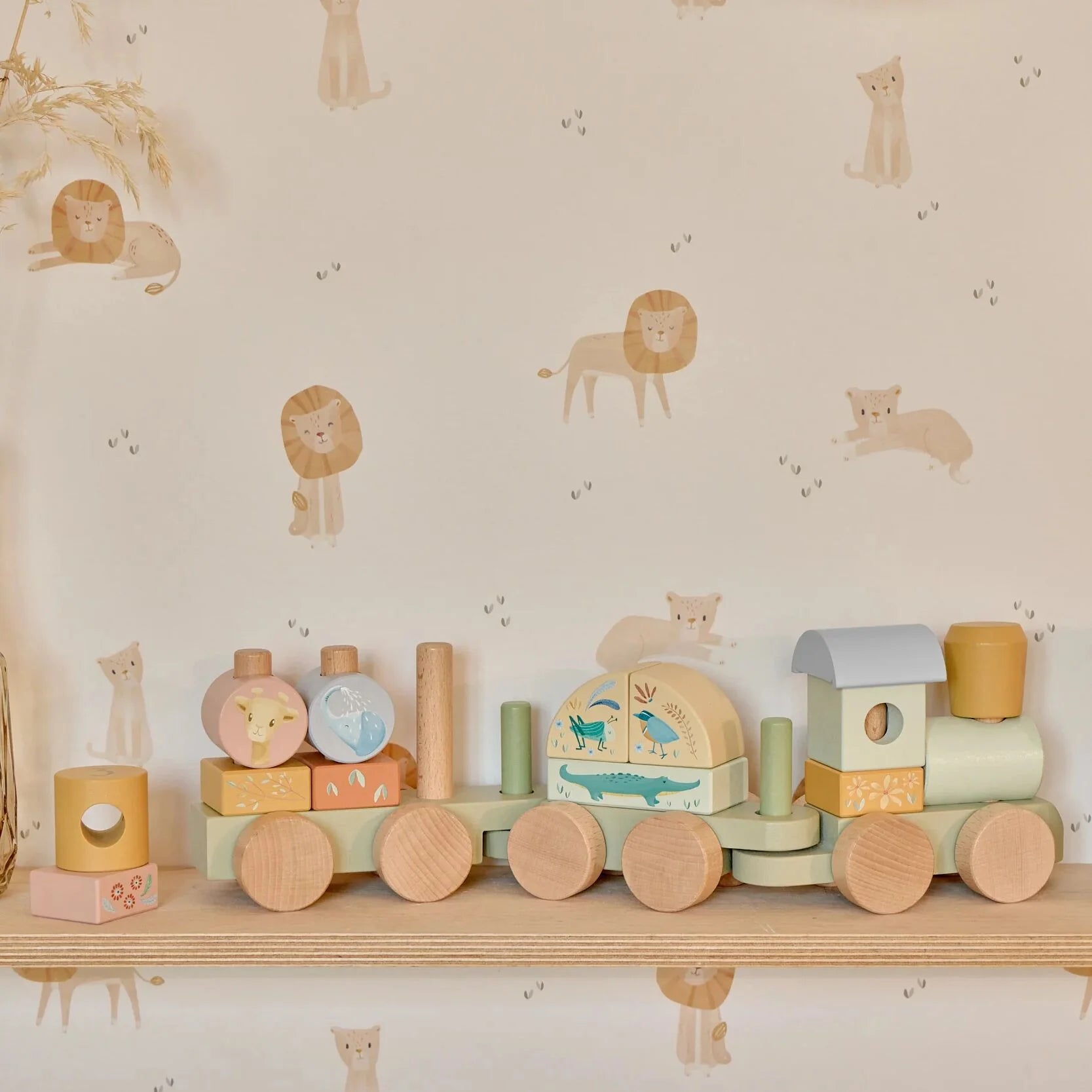 Little Dutch - Safari Friends | Wooden Stacking Block Train
