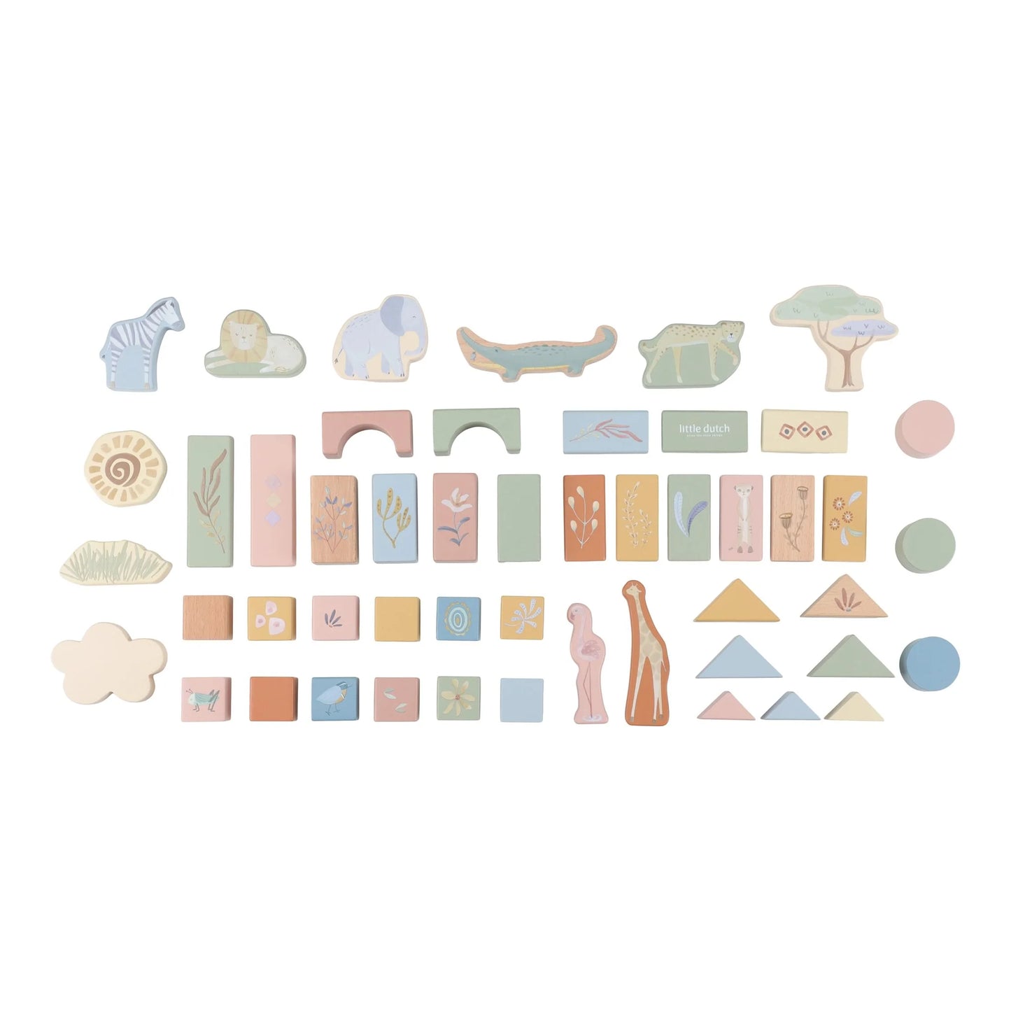 Little Dutch - Safari Friends | Wooden Building Blocks