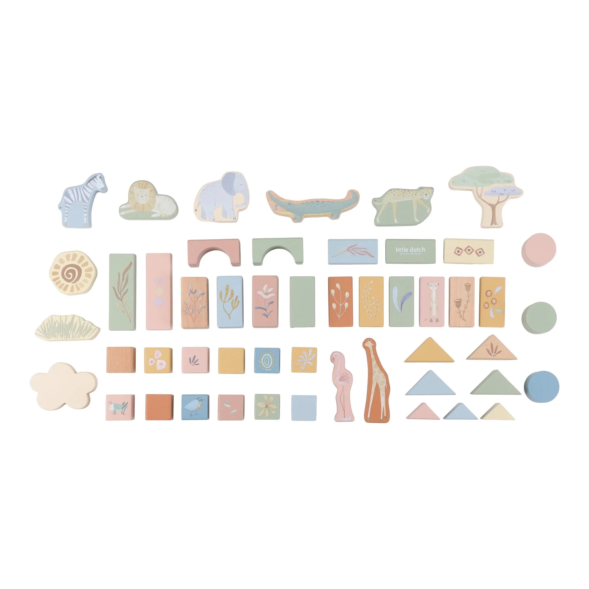 Little Dutch - Safari Friends | Wooden Building Blocks