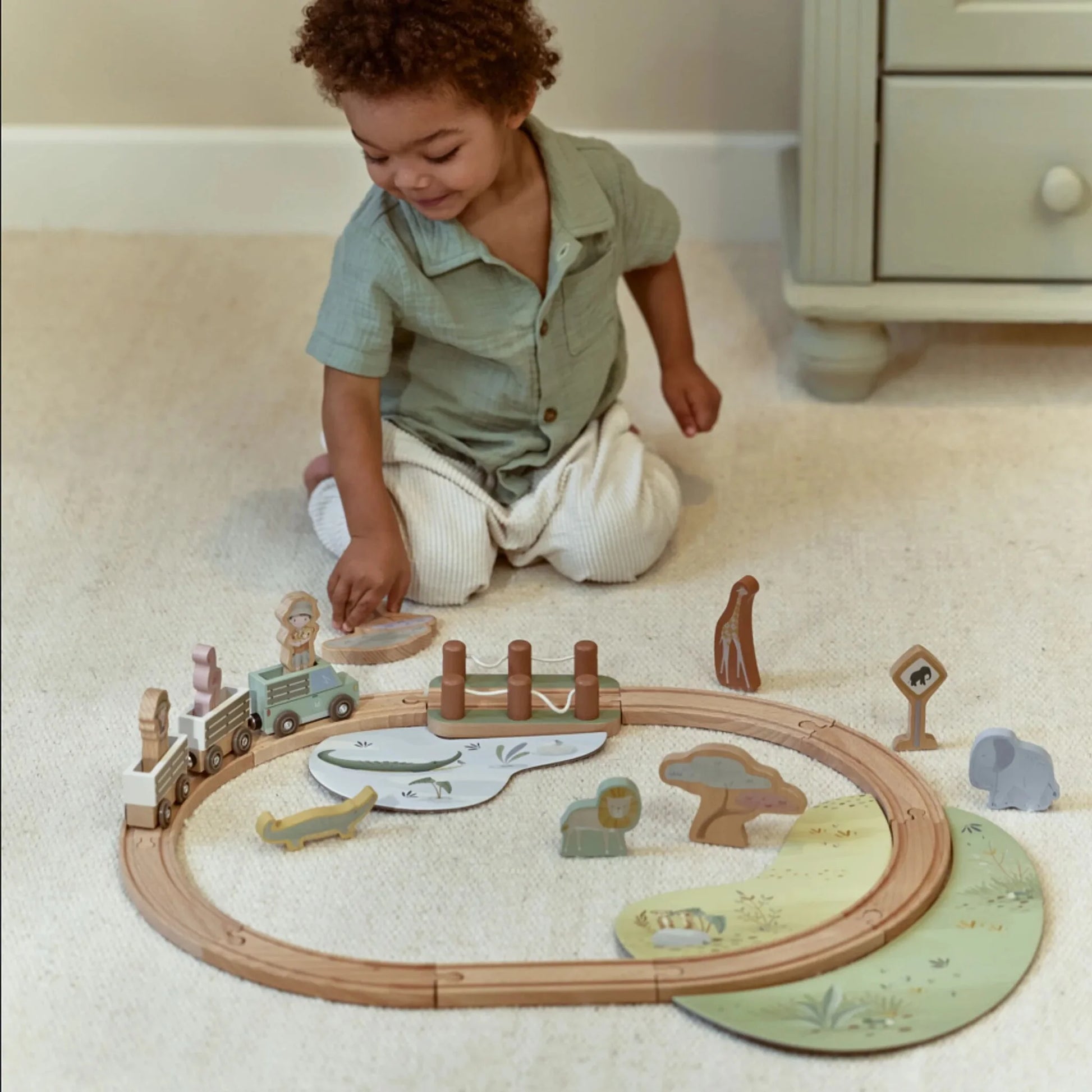 Little Dutch - Safari Friends | Wooden Train Set