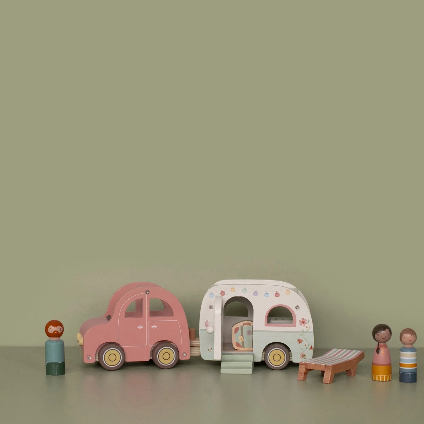 Little Dutch - Wooden Car and Caravan