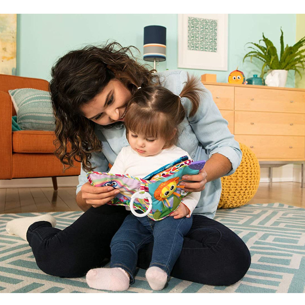 Lamaze Soft Book - Feelings, Baby Cloth Book With Mirror, Squeaker & Crinkle Sounds