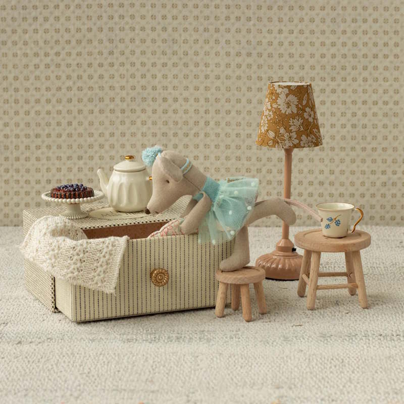 Maileg Little Sister Dance Mouse in Daybed