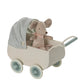 Maileg Pram with Baby Mouse - Mint