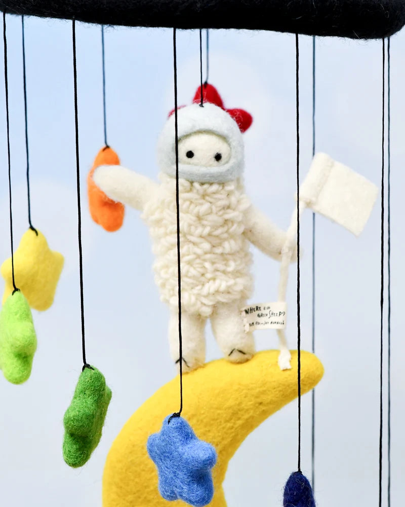 Tara Treasures - Nursery Cot Mobile | Where Is The Green Sheep? Moon Sheep