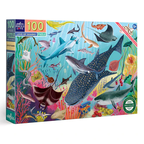 Eeboo Love of Sharks Puzzle 100pc
