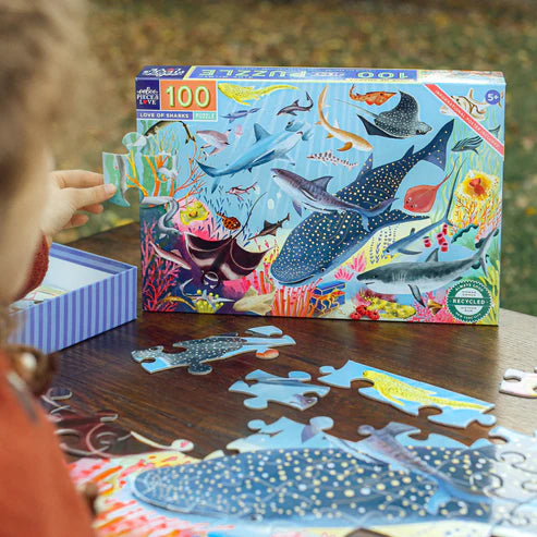 Eeboo Love of Sharks Puzzle 100pc