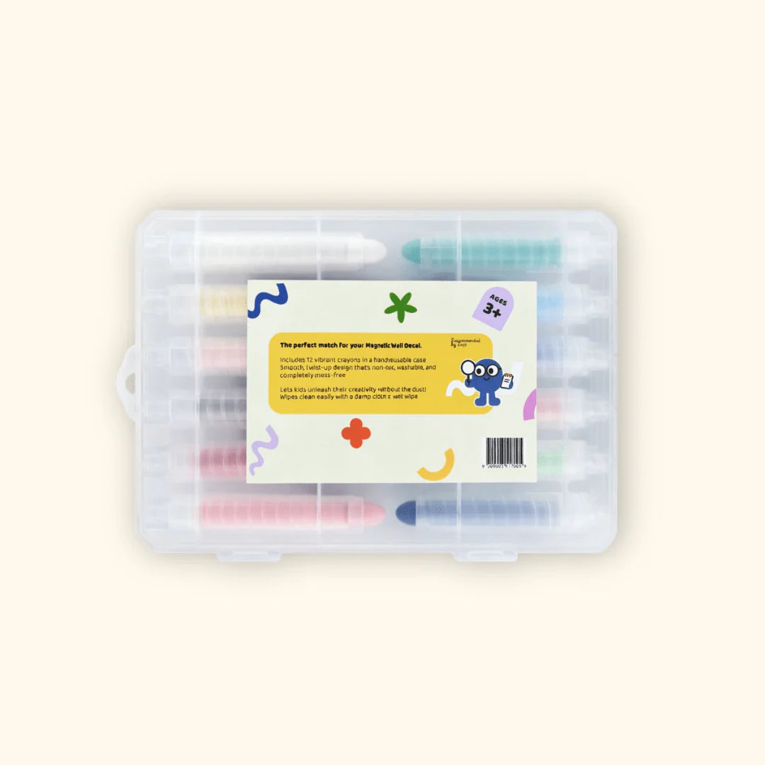 SmartyPals - Dustless Chalk Crayons 12 Pack | Non-Toxic Twist-Up Crayons