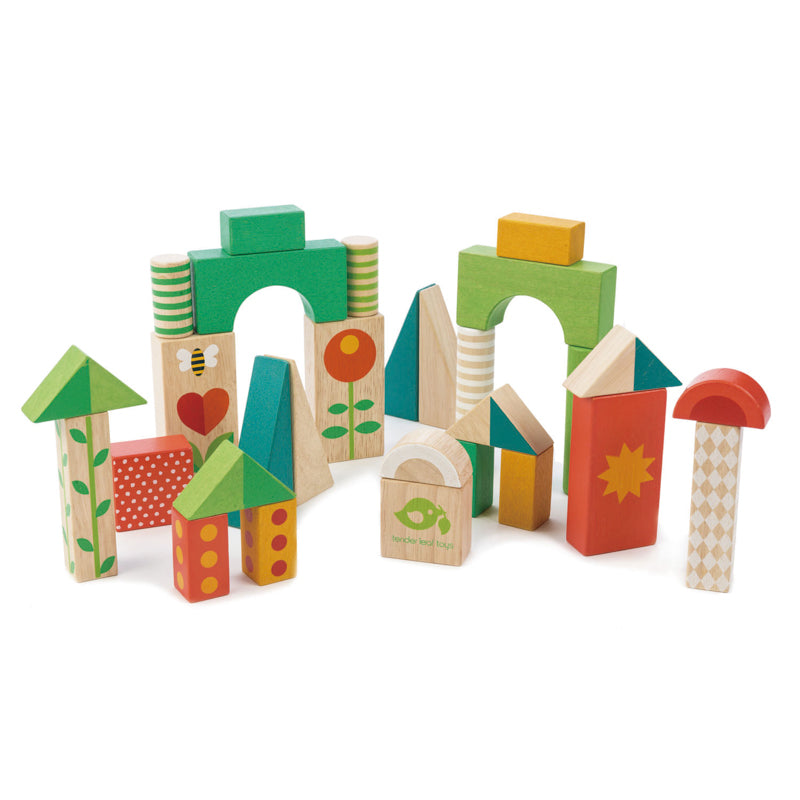 Tender Leaf Toys Walker Wagon with Coloured Blocks Wooden