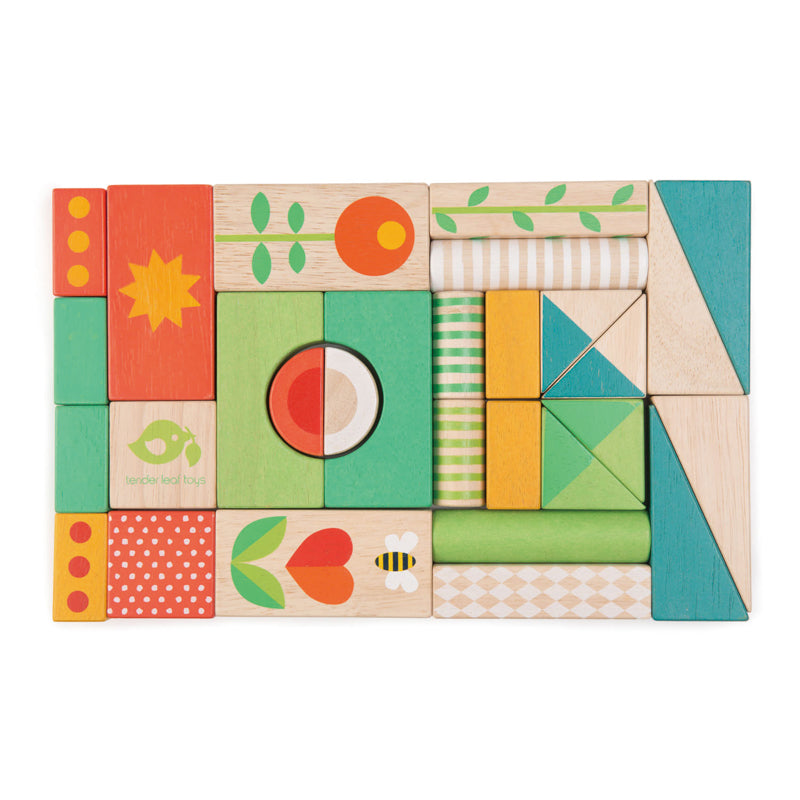 Tender Leaf Toys Walker Wagon with Coloured Blocks Wooden