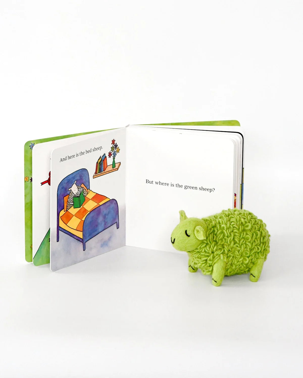 Tara Treasures - Where Is The Green Sheep? Large Green Sheep and Book