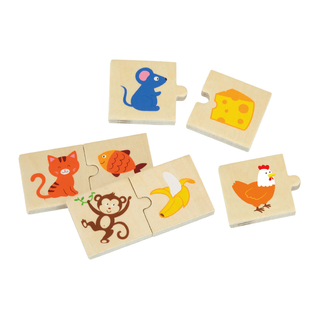 Viga Puzzle Pairs Animal Feeding 24pc Wooden