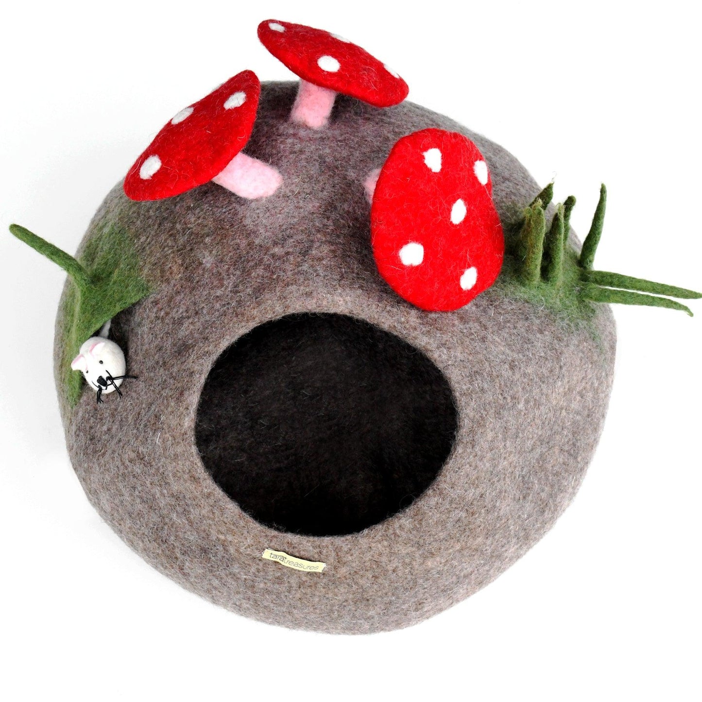 Tara Treasures - Toadstool Cat Cave with Mouse Toy